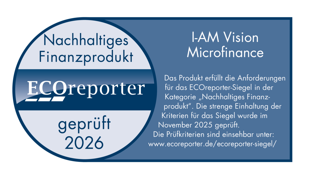 Siegel der Fachzeitschrift ECOreporter für den Mikrofinanzfonds I-AM Vision Microfinanze