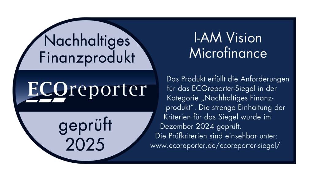 Siegel der Fachzeitschrift ECOreporter für den Mikrofinanzfonds I-AM Vision Microfinanze